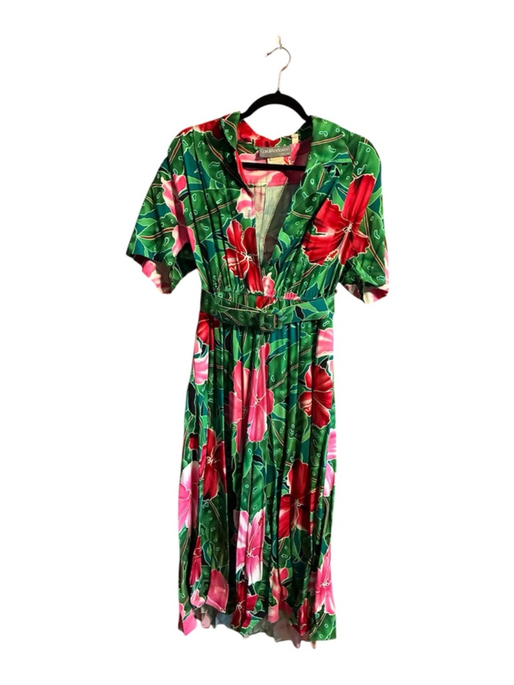 Vintage Floral Boho Midi Dress with Belt